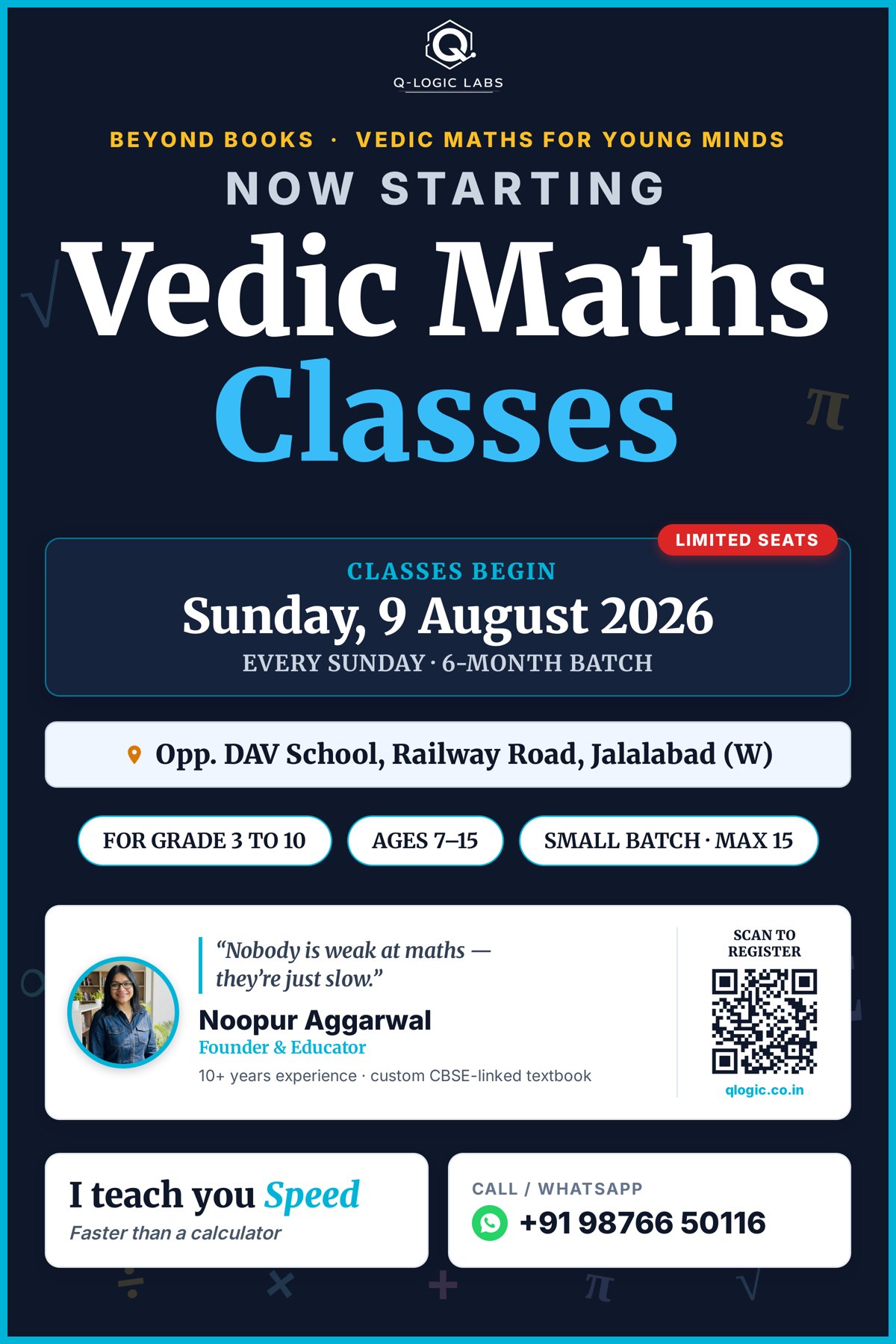 Beyond Books 6-month Vedic Maths batch — Q-Logic Labs, Jalalabad